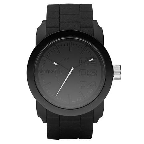 Diesel Double Down Mens Black Silicone Strap Watch