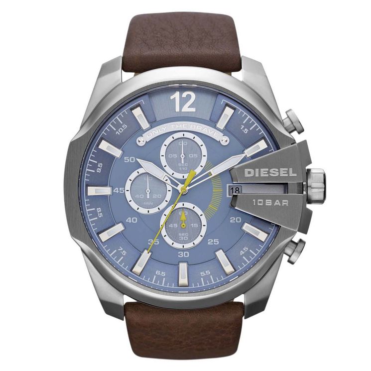Diesel Mega Chief Mens Brown Leather Strap Watch