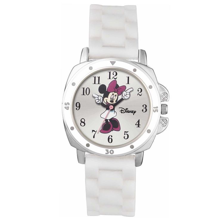 Disney Childrens Movin Hands Minnie White Strap Watch