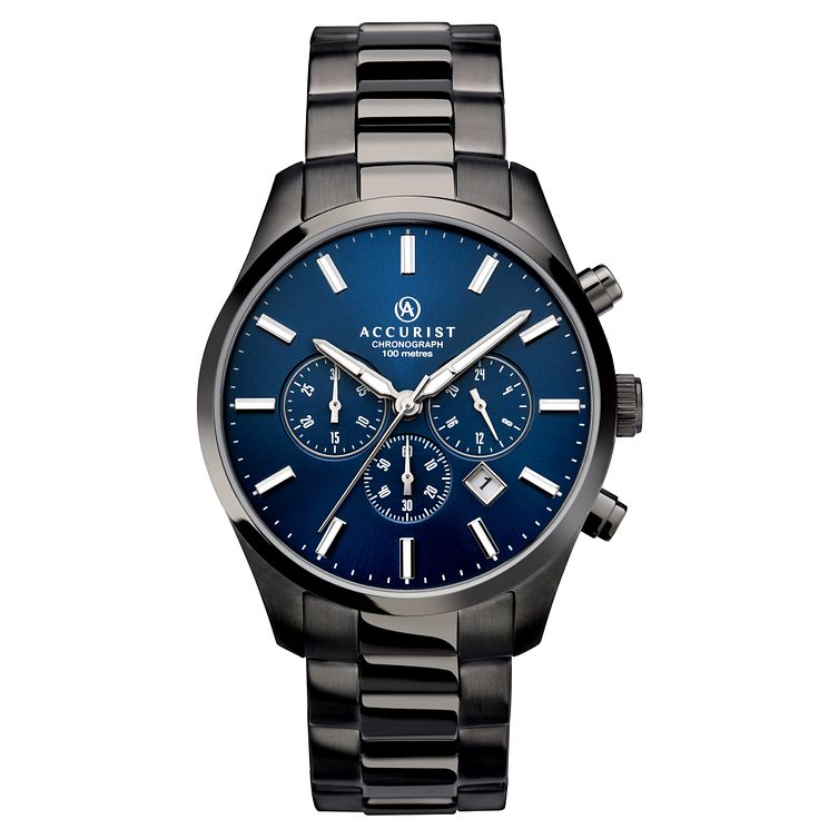 Accurist Mens Chronograph Gunmetal Steel Bracelet Watch