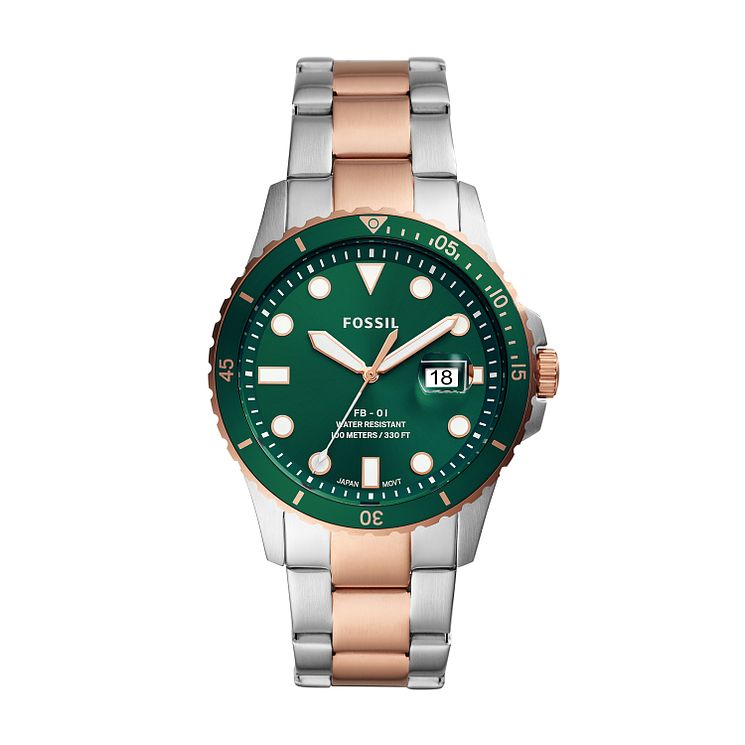 Fossil Fb-01 Mens Two Tone Bracelet Watch