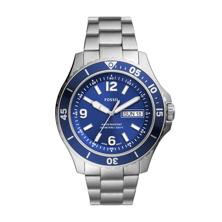 Fossil Fb-02 Mens Stainless Steel Bracelet Watch