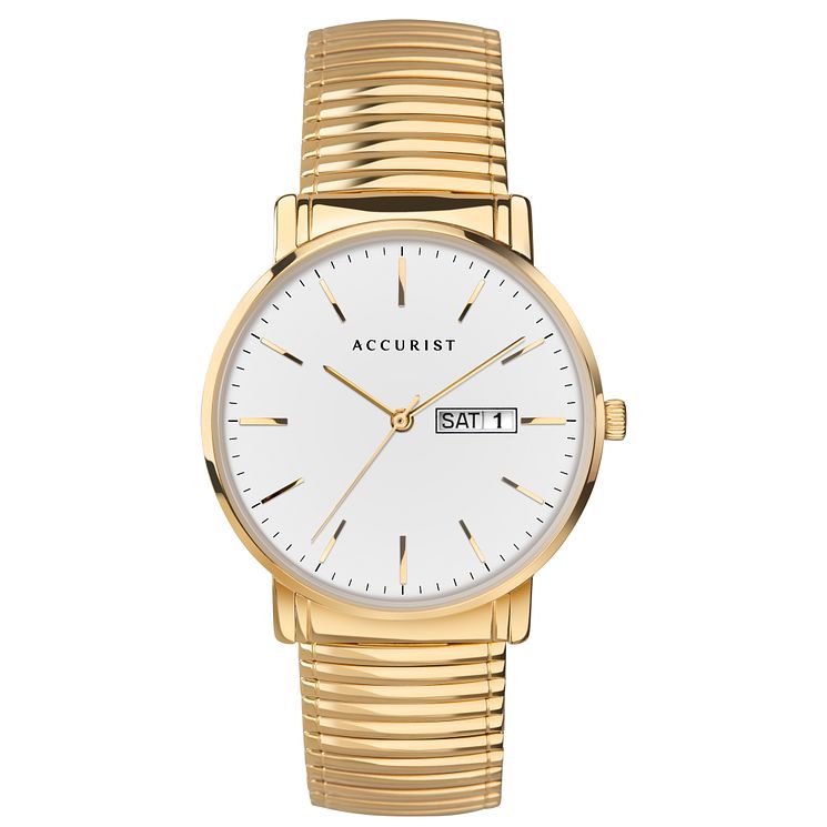 Accurist Mens Gold Tone Expander Bracelet Watch