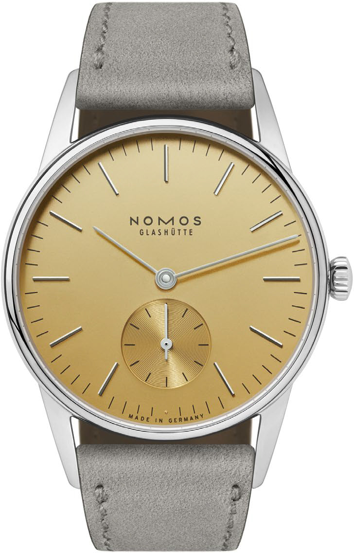 Nomos Glashutte Orion 33 Gold Sapphire Glass