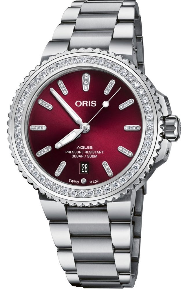Oris Aquis Date Diamond Red Bracelet