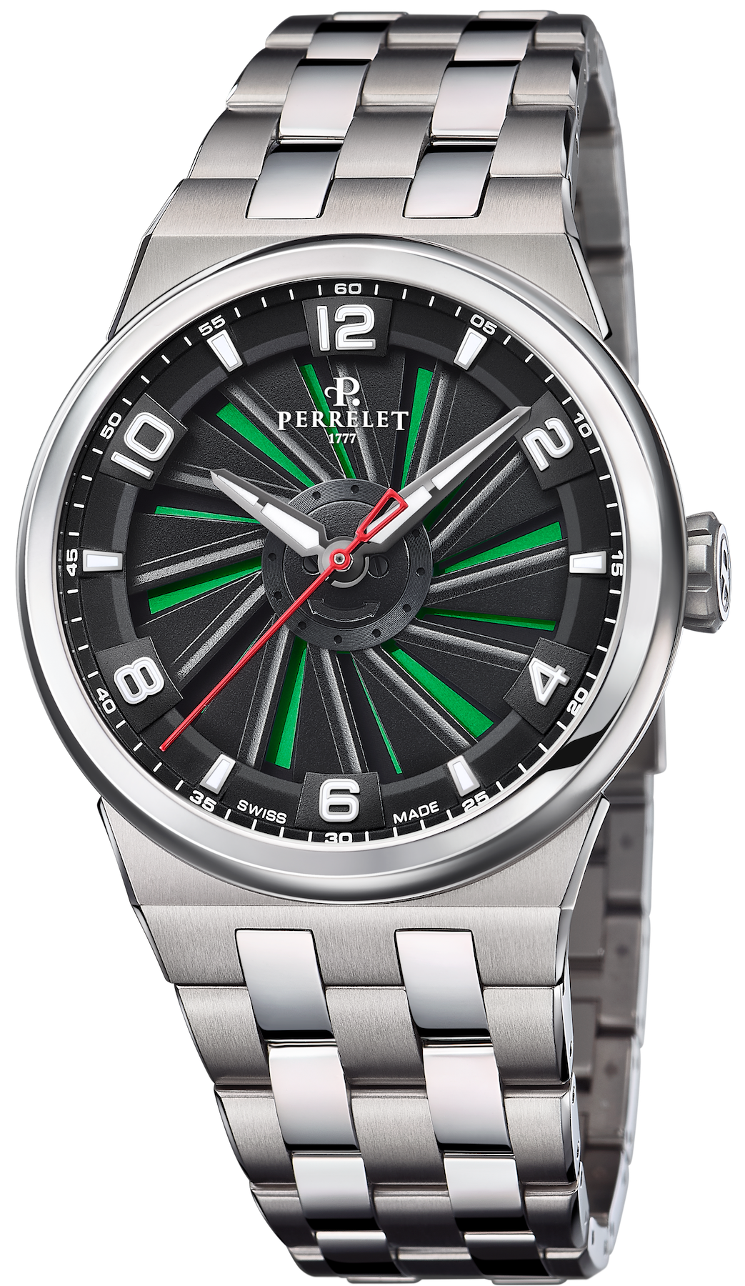 Perrelet Turbine Titanium 41 Green Bracelet