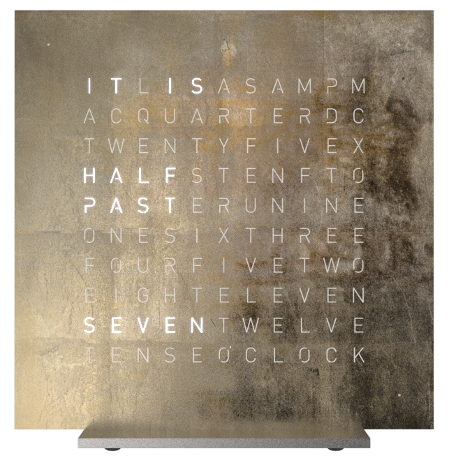 Qlocktwo Earth 13.5 Creators Edition Silver And Gold Table Clock