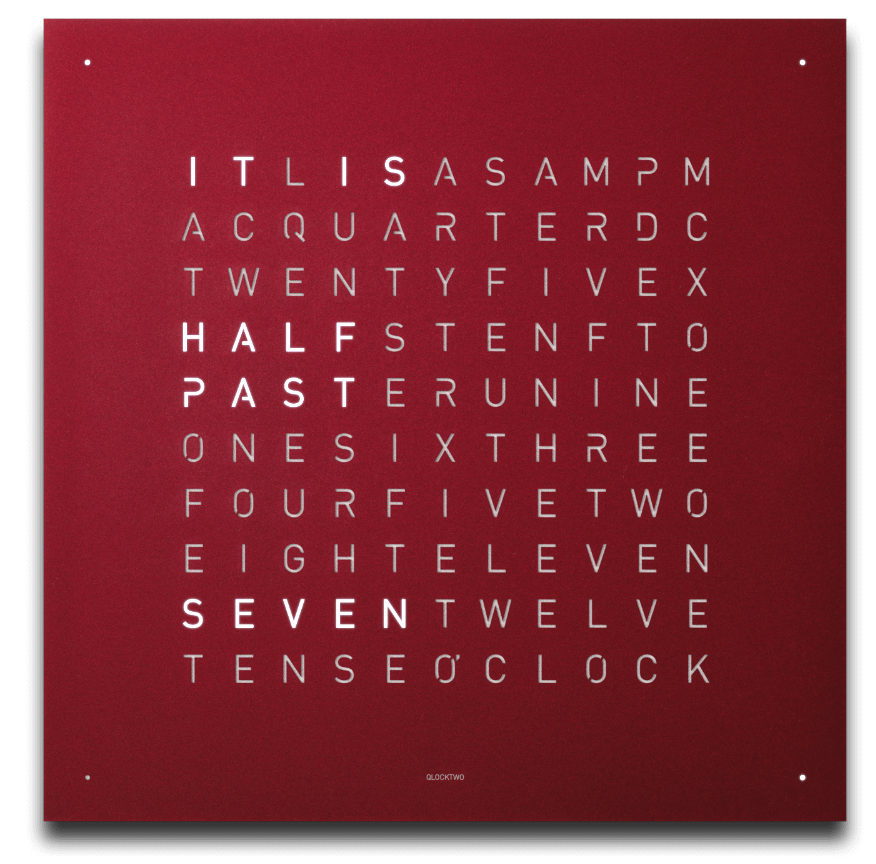 Qlocktwo Earth 45 Red Velvet Wall Clock