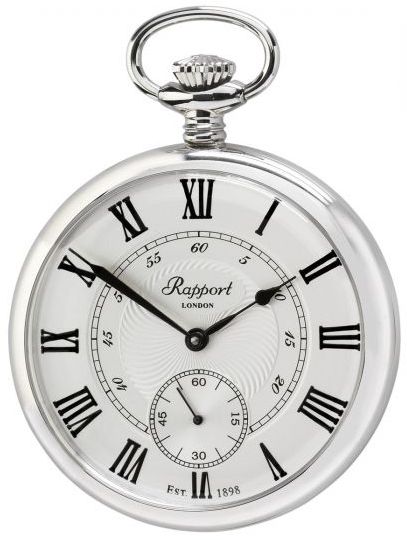 Rapport Pocket Watch Mechanical Open Face Silver Tone