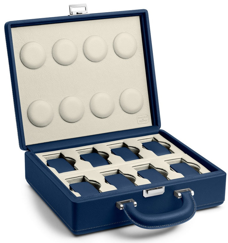 Scatola Del Tempo Watch Case Valigetta 8 Handle Blue Off White