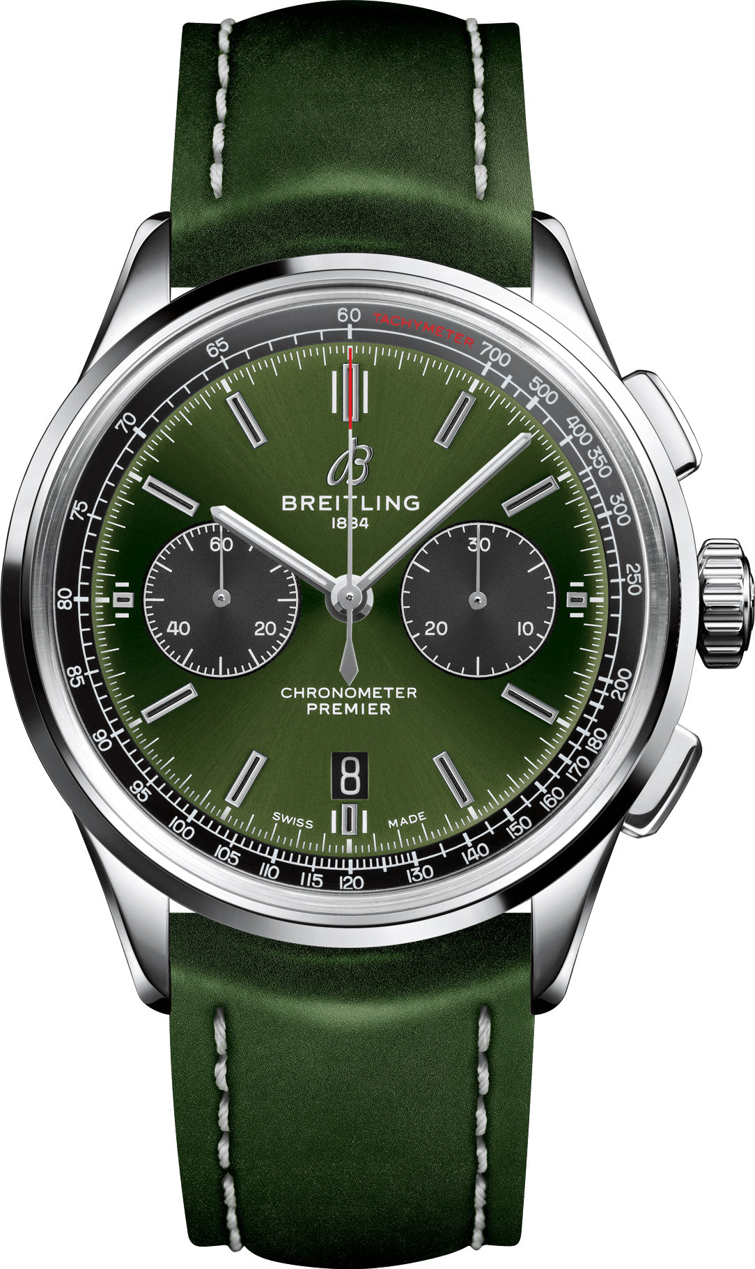 Breitling Watch Premier B01 Chronograph 42 Bentley British Racing Green Leather Folding