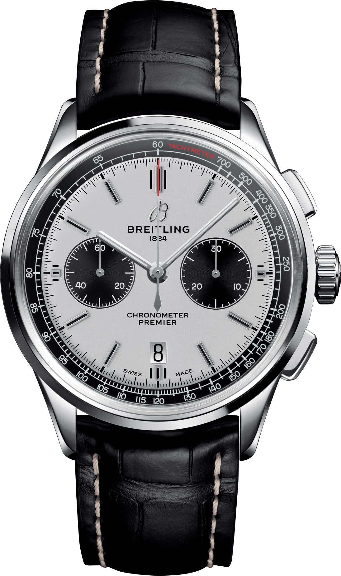 Breitling Watch Premier B01 Chronograph 42 Black Croco Folding