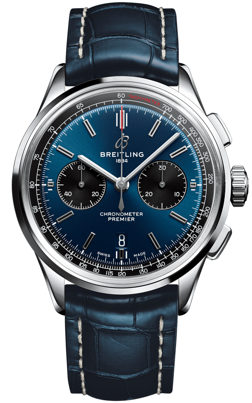 Breitling Watch Premier B01 Chronograph 42 Blue Croco Folding Clasp