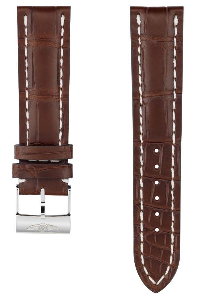 Breitling Strap Old Style Alligator 22-20 Brown With Pin Buckle