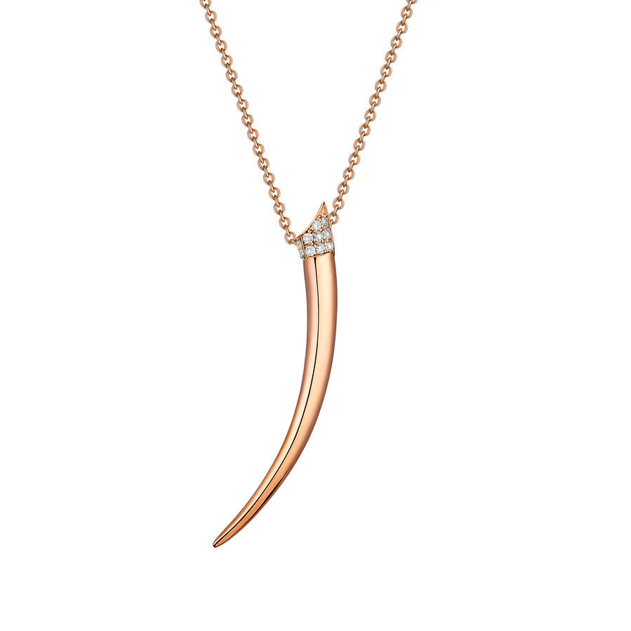 Shaun Leane Sabre 18ct Rose Gold Plated Sterling Silver Diamond Tusk Necklace D - Rose Gold
