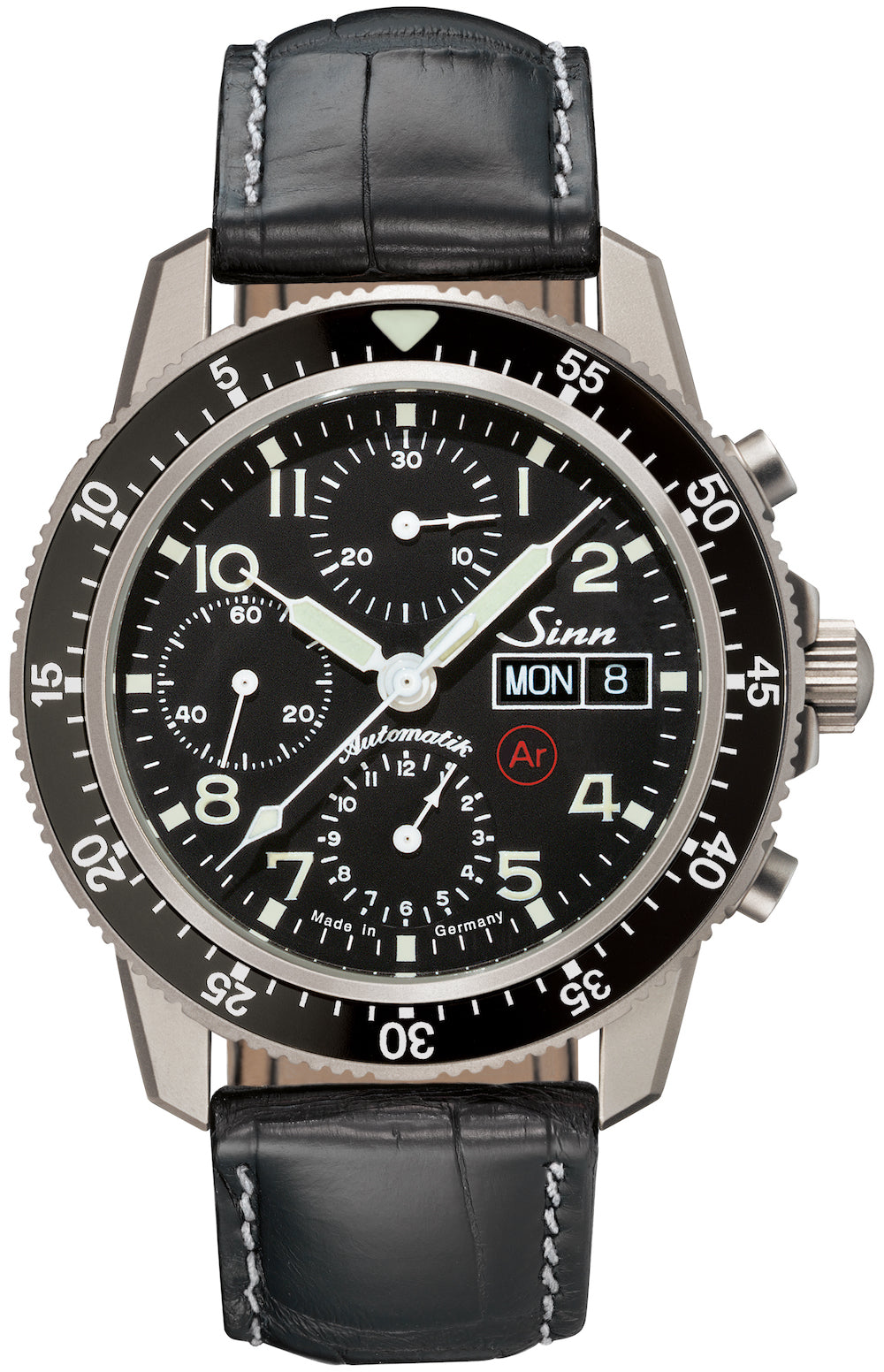 Sinn 103 Ti Ar Titanium Alligator Black White Stitch