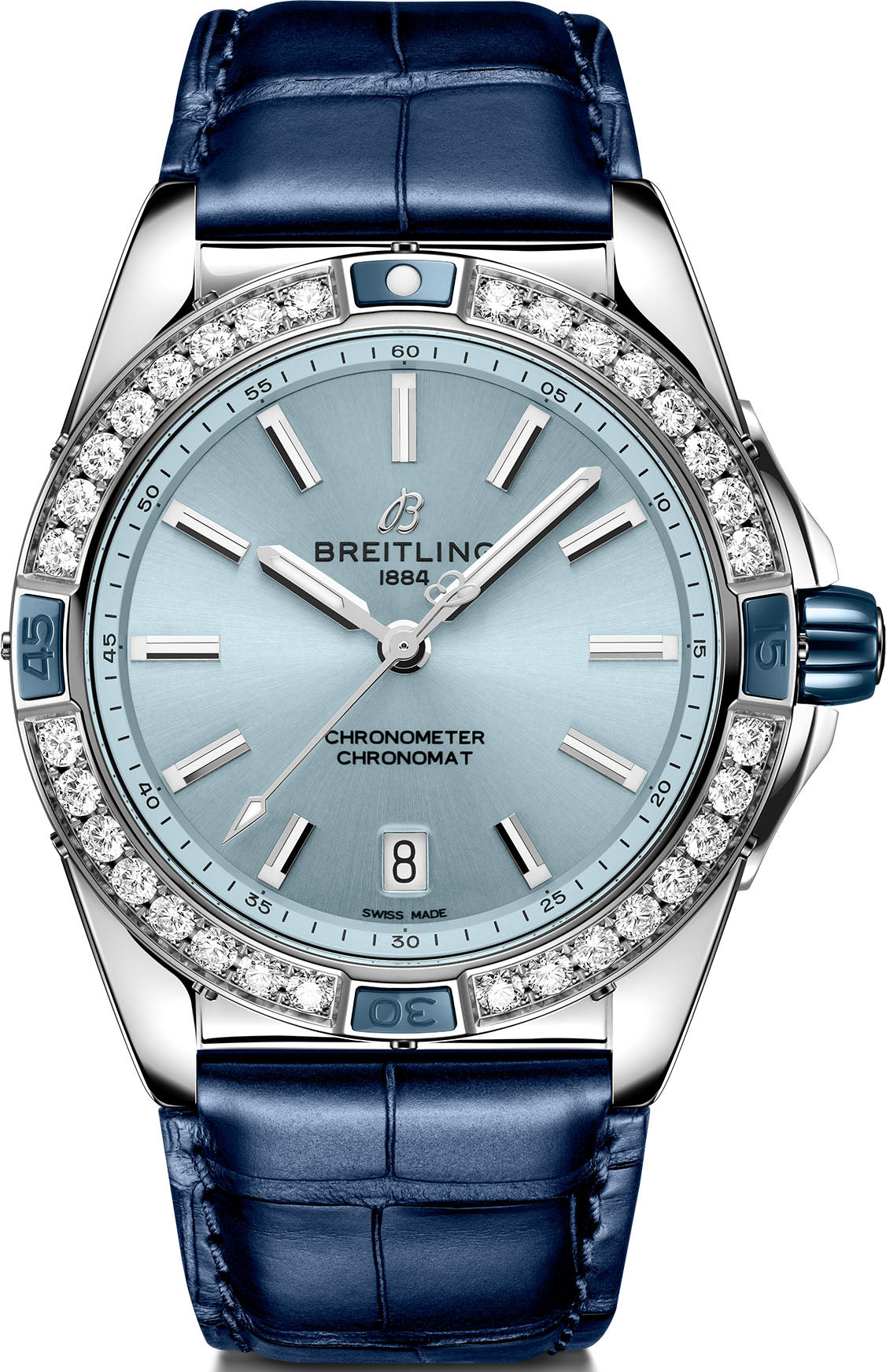 Breitling Super Chronomat Automatic 38 Iced Blue Alligator