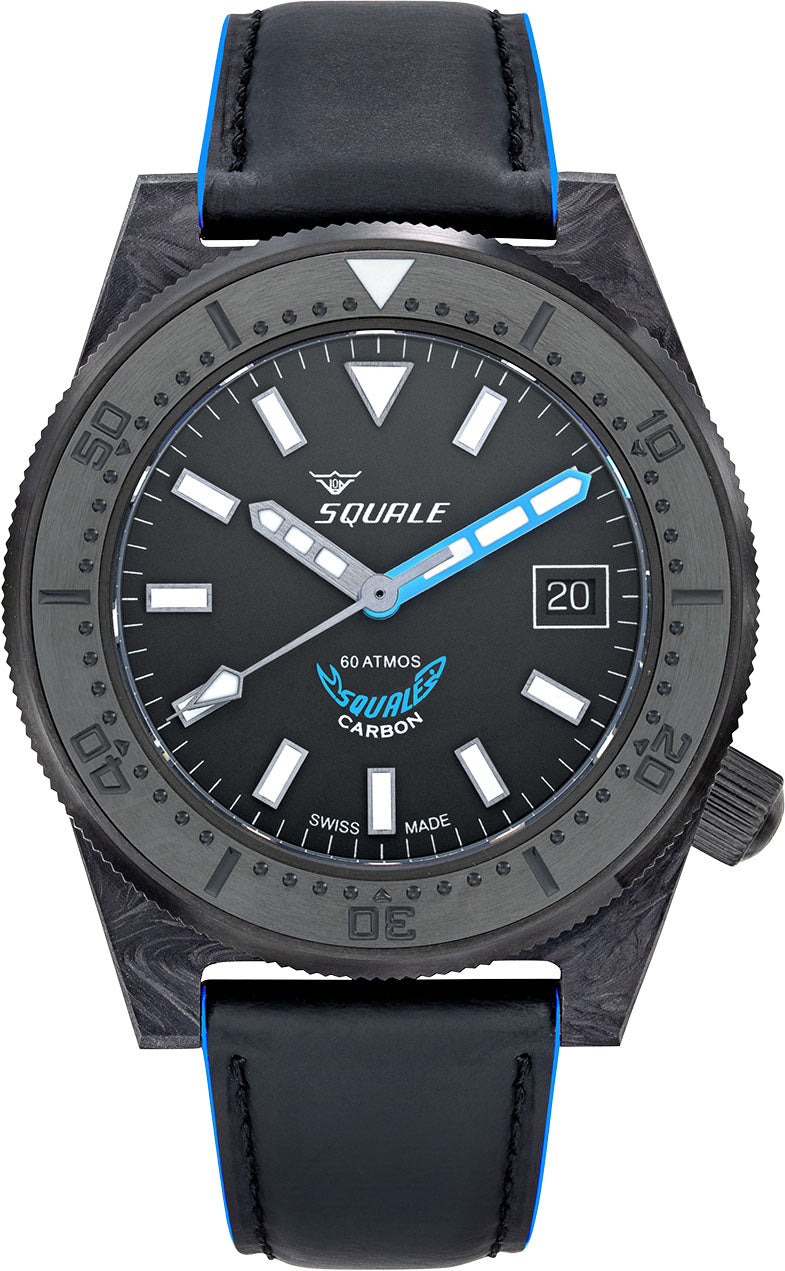 Squale T183 Blue Forged Carbon Leather