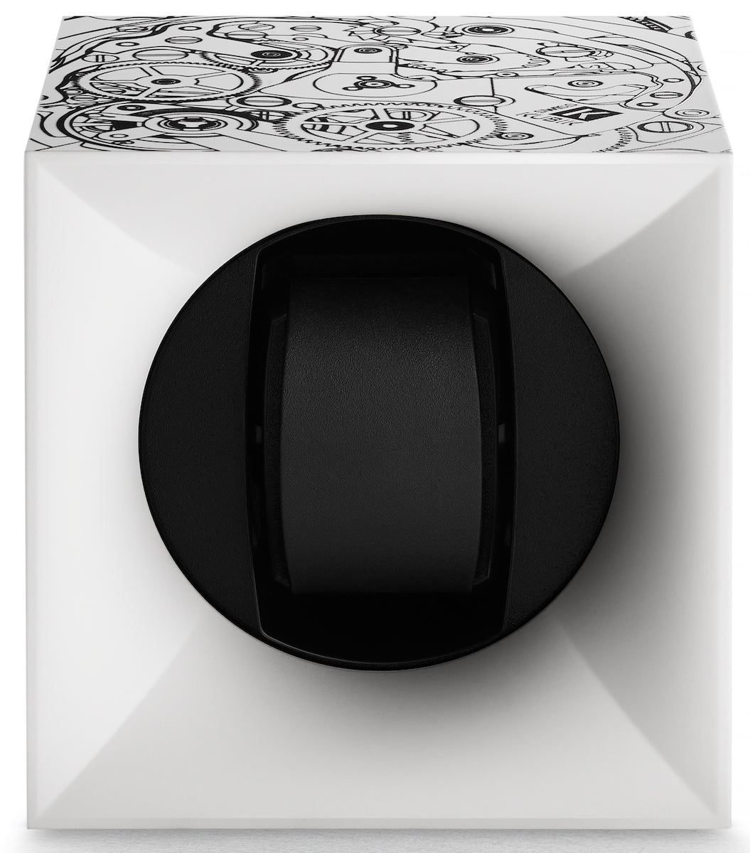 Swiss Kubik Watch Winder Single Startbox White Black Print