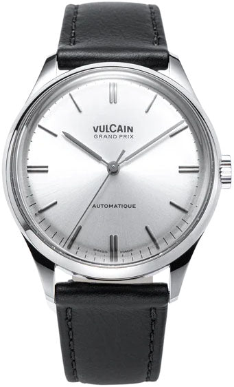 Vulcain Grand Prix Silver Black Calf Leather