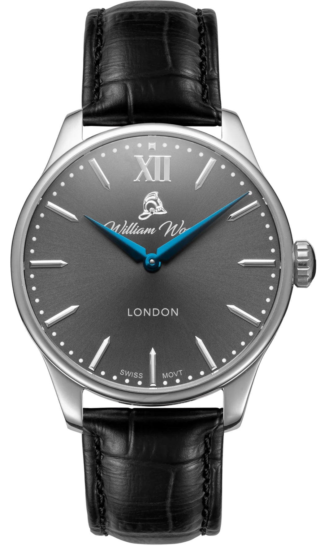 William Wood Chivalrous Gun Metal Black Leather