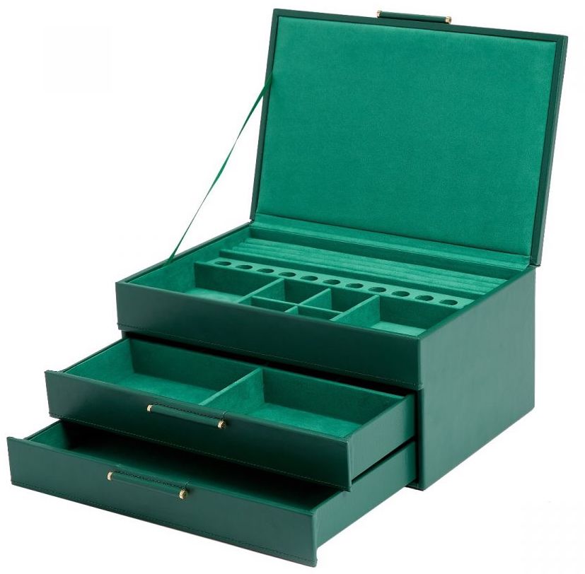 Wolf Jewellery Box Sophia With Drawers Forest Green - Green