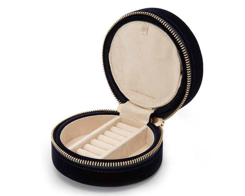 Wolf Jewellery Travel Case Zoe Round Indigo - Silver