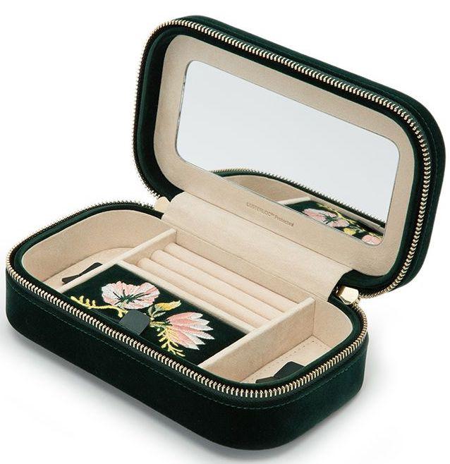 Wolf Jewellery Travel Case Zoe Zip Forest Green - Green