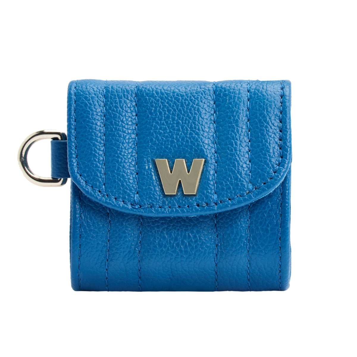 Wolf Mimi Collection Leather Blue Earpods Case With Wristlet - Blue