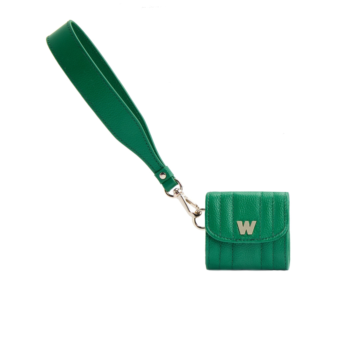 Wolf Mimi Collection Leather Green Earpods Case With Wristlet - Green