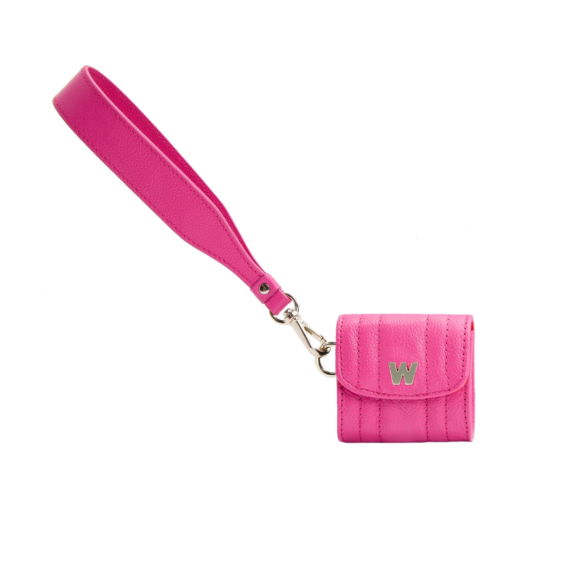 Wolf Mimi Collection Leather Pink Earpods Case With Wristlet - Pink