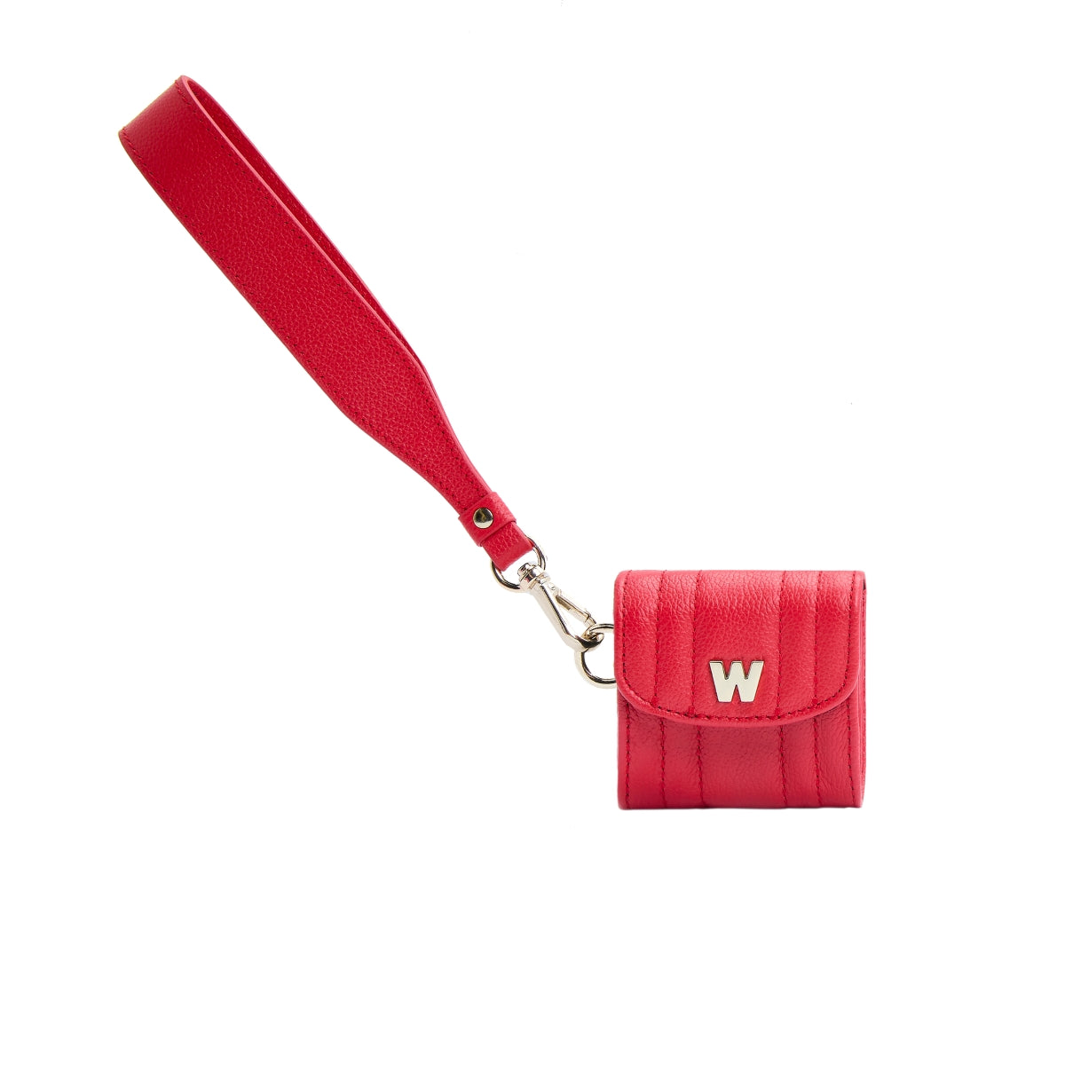 Wolf Mimi Collection Leather Red Earpods Case With Wristlet - Red