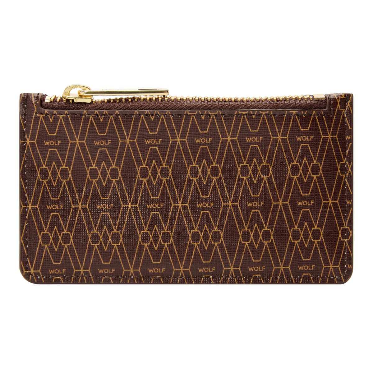 Wolf Signature Vegan Collection Brown Zip Card Case - Brown