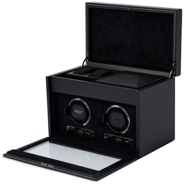 Wolf Watch Winder British Racing Black Double Storage