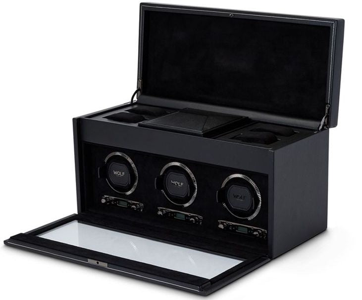 Wolf Watch Winder British Racing Black Triple Storage