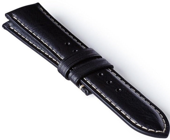 Bremont Strap Leather Black White 22mm Short