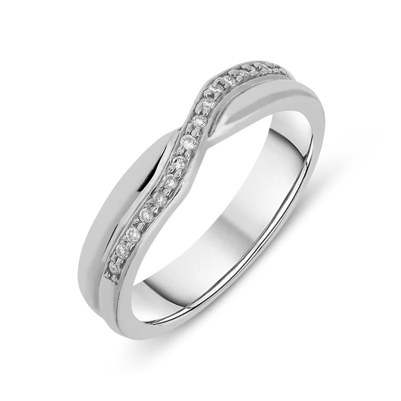 Platinum 0.08ct Diamond Brilliant Cut Crossover Ring - N