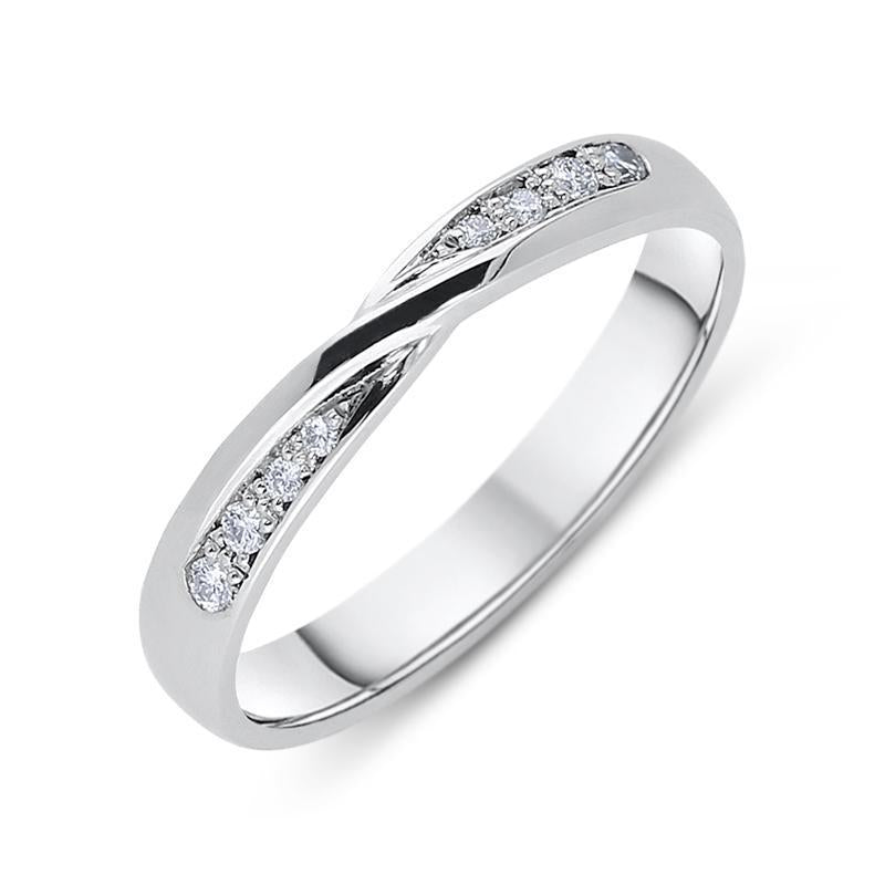 Platinum 0.08ct Diamond Brilliant Cut Crossover Wedding Ring - N