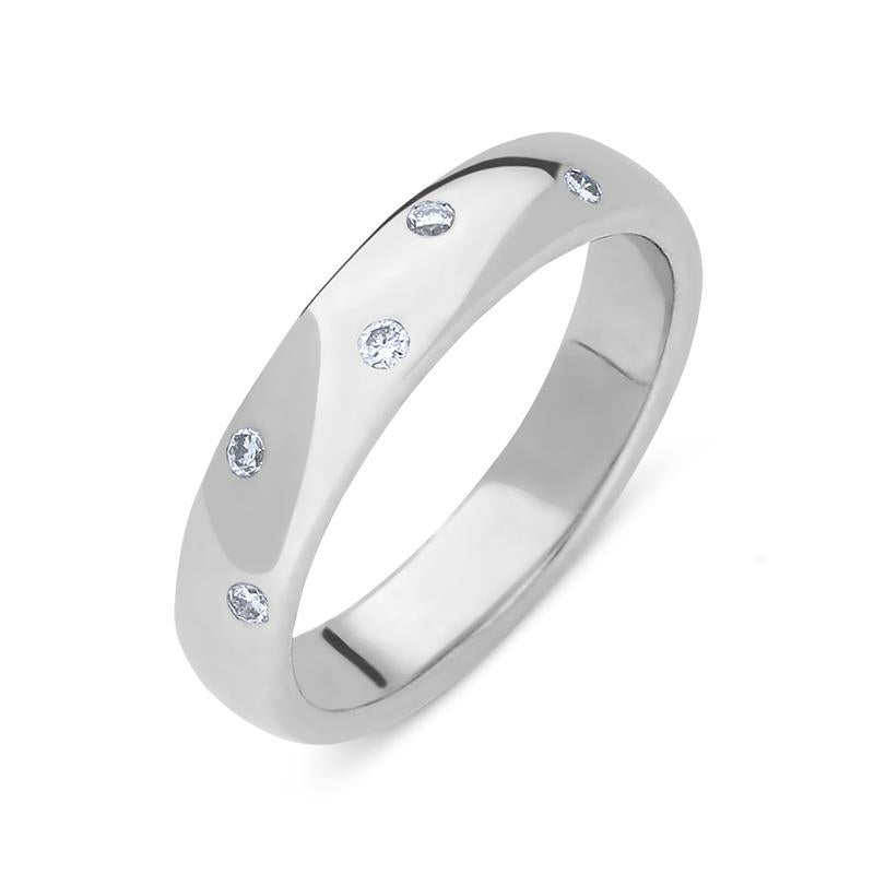 Platinum 0.11ct Diamond Five Stone Court Shaped Wedding Ring - P