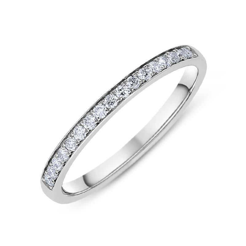 Platinum 0.15ct Diamond Grain Set Wedding Half Eternity Ring - L