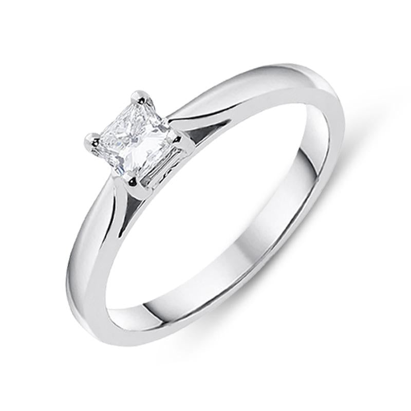 Platinum 0.34ct Diamond Princess Cut Solitaire Engagement Ring - Silver