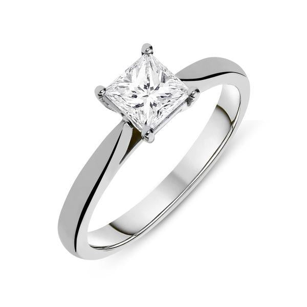 Platinum 0.35ct Diamond Princess Cut Solitaire Ring - Option1 Value Platinum