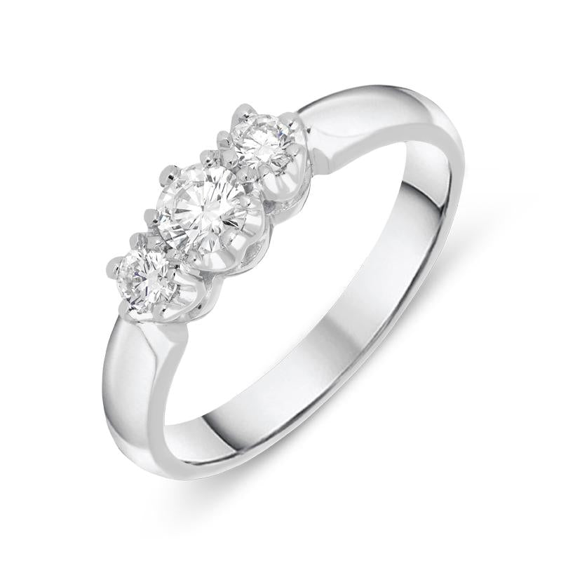 Platinum 0.39ct Diamond Brilliant Cut Trilogy Ring - N