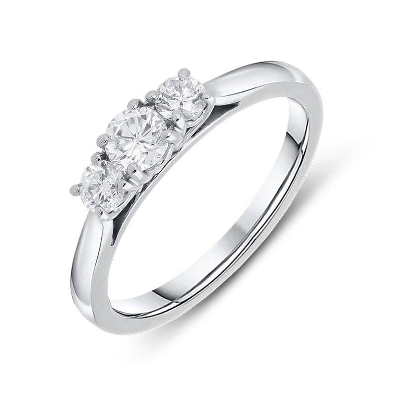 Platinum 0.52ct Diamond Brilliant Cut Trilogy Ring - Option1 Value Silver