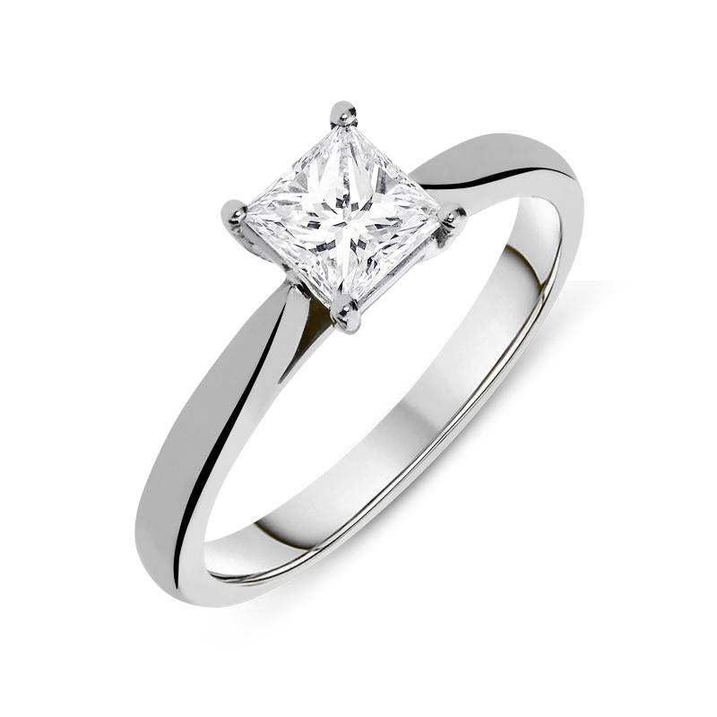 Platinum 1.00ct Diamond Princess Cut Solitaire Ring - Option1 Value Platinum