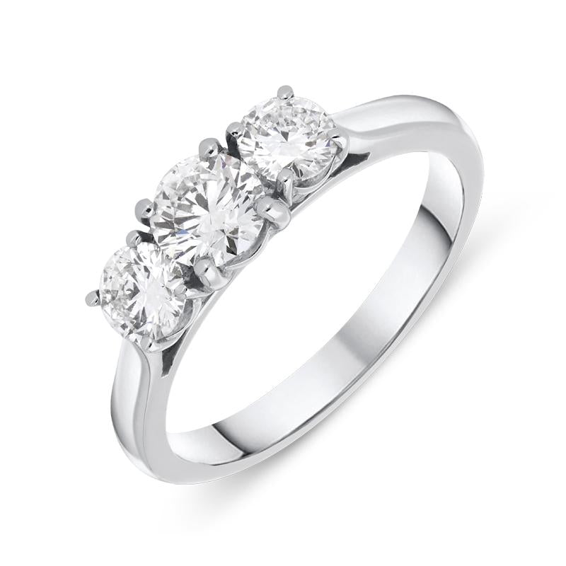 Platinum 1.01ct Diamond Brilliant Cut Trilogy Ring - Option1 Value Platinum