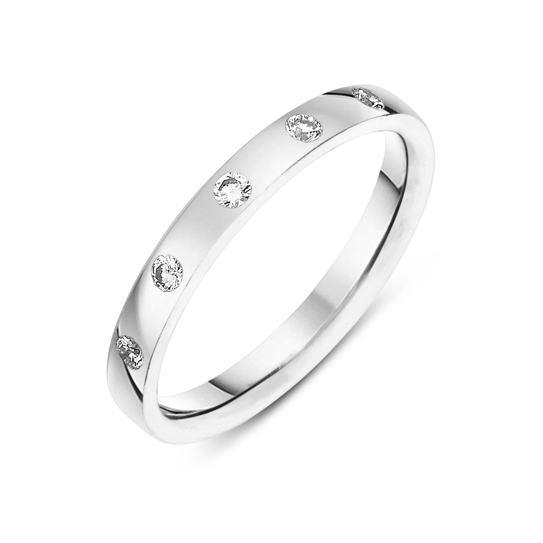Platinum Diamond Flat Wedding Ring - R
