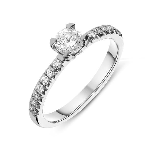 Platinum Diamond Round Brilliant Shoulder Solitaire Ring - Option1 Value Platinum