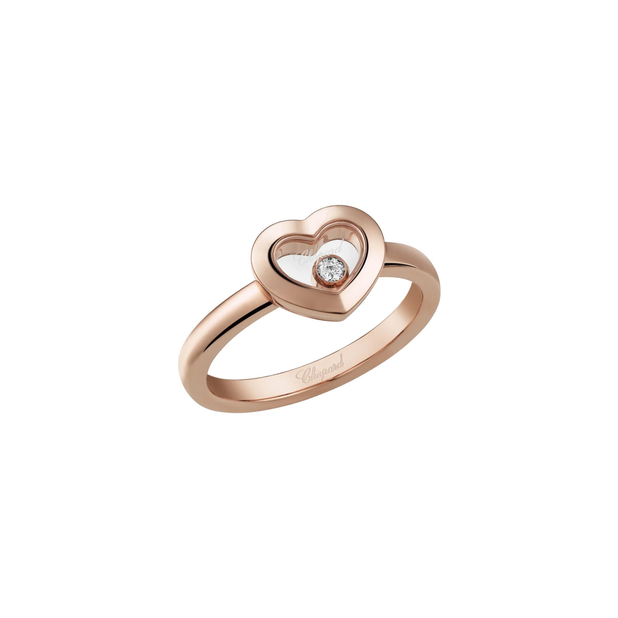 Chopard Happy Diamonds 18ct Rose Gold 0.05ct Diamond Ring - 55