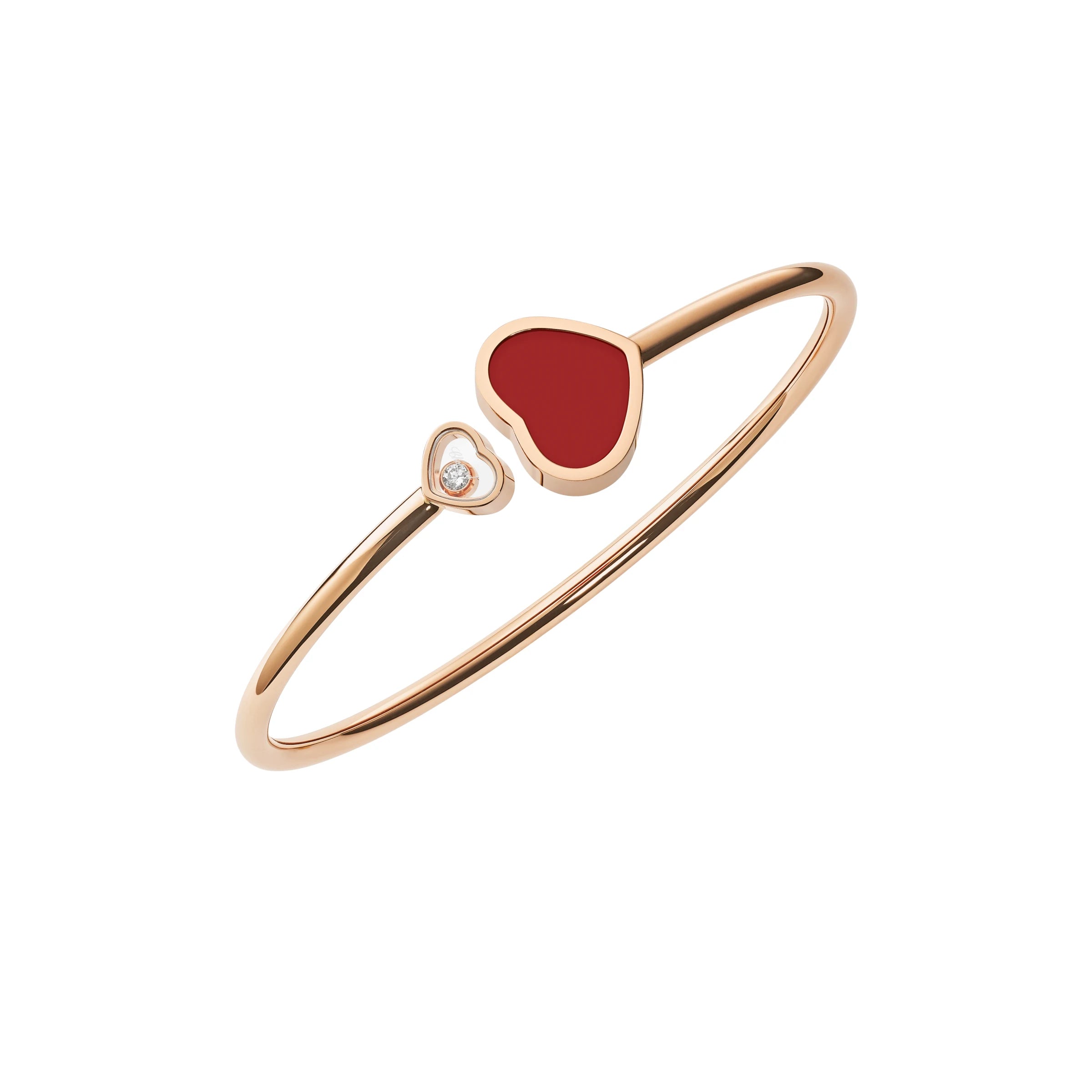 Chopard Happy Hearts 18ct Rose Gold Diamond Carnelian Bangle - S